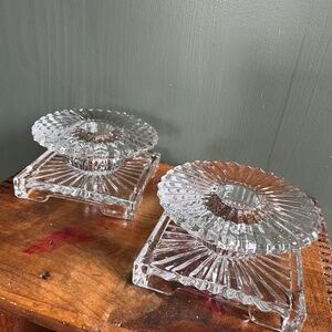 Vintage Heisey Square Glass Tapered Candle Holders